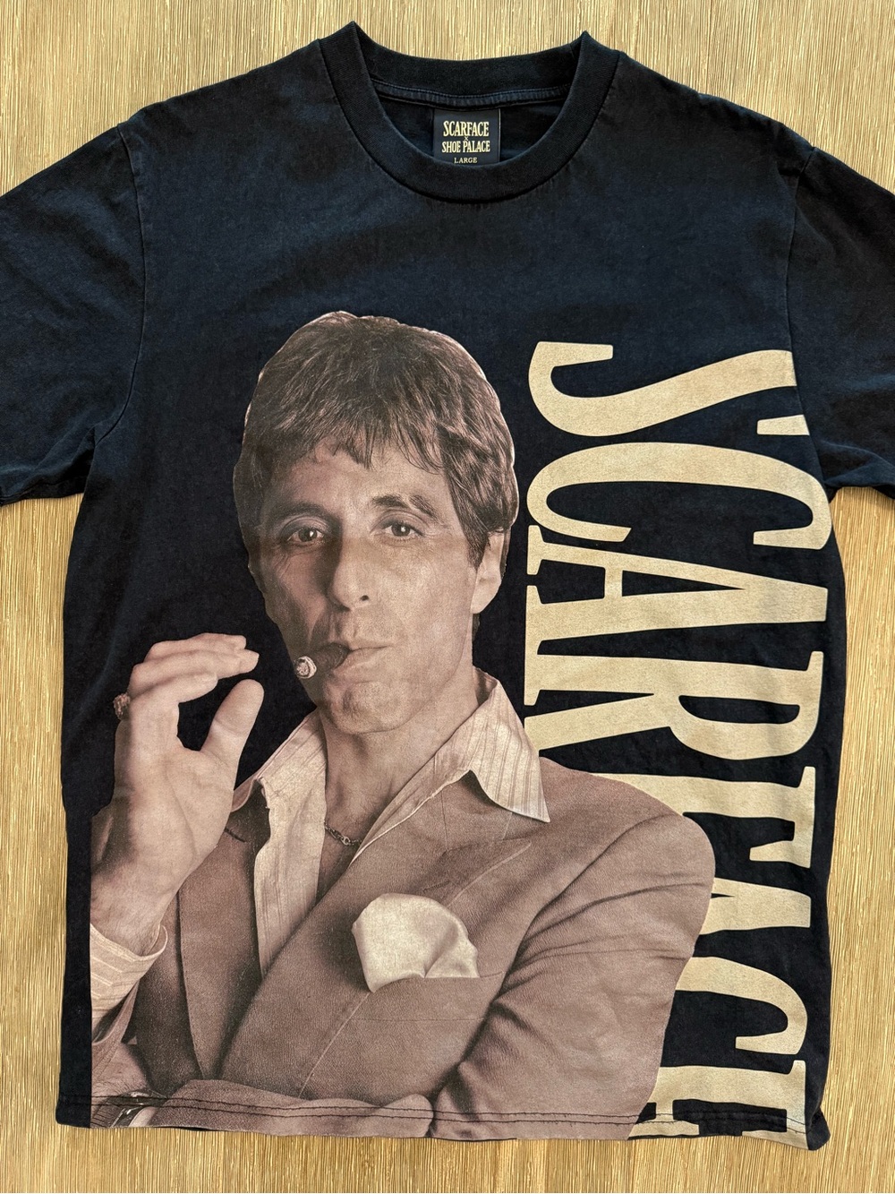 Scarface x Shoe Palace Tony Montana Cigar Graphic Tee Black Large